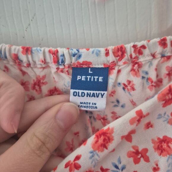 Old Navy Red Floral Waist Defined Flutter Sleeve Mini Dress Size Large Petite - Picture 5 of 6